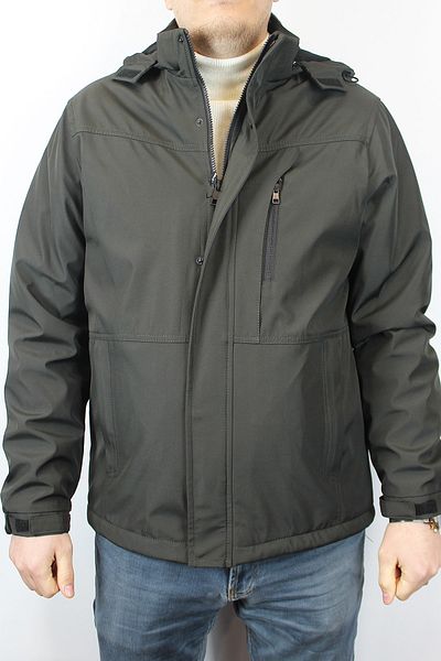 TANİŞ GİYİM Men's Large Size Ripstop Water Repellent Softshell Hooded Khaki Mountain Coat with Fleece Inside