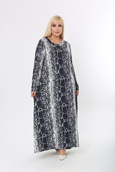 Mezura Women's Plus Size Long Sleeve Viscose Combed Cotton Hijab Suitable Long Dress