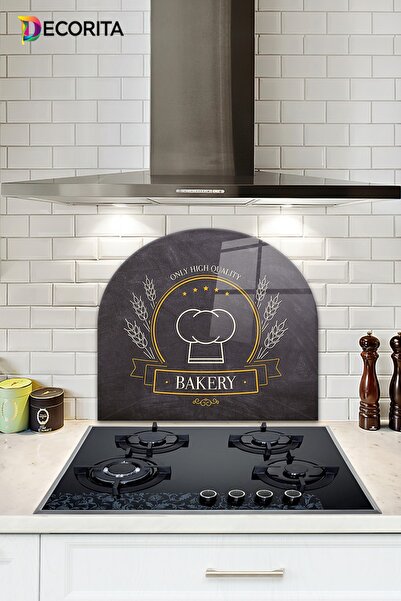 Decorita Cam Ocak Arkası Koruyucu | Oval Şekilli | Bakery Quality | 52cm X 60cm