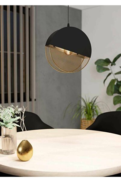 Eglo 43811 "MUMBLES" 110 Cm Yüksekliğinde Çelik Siyah, Gold Sarkıt Avize