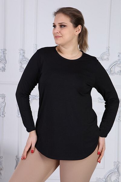 Gül Moda Black Straight Long Sleeve Blouse G053w1