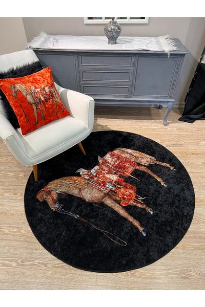 Brillant Horse At Desen Lateks Taban Yuvarlak Halı