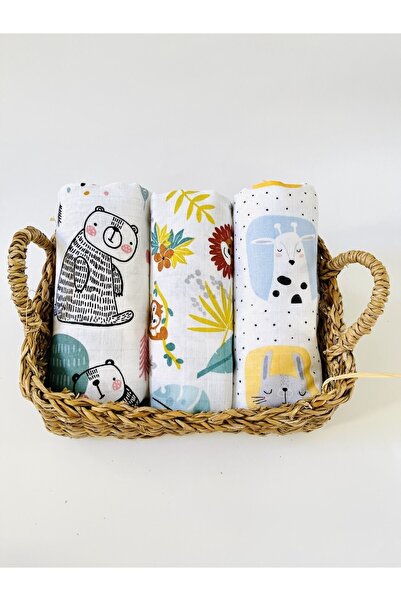 JUNİPERUS 3 قطع 110x110 بطانية بغطاء من قماش الموسلين متعدد الأغراض