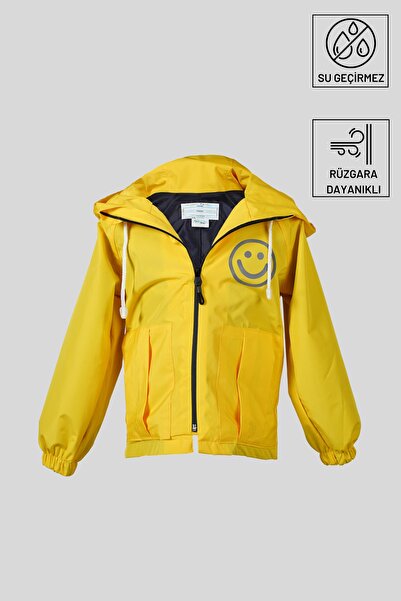 Belkızın Atölyesi معطف واق من المطر للأطفال مقاوم للماء بغطاء رأس أصفر