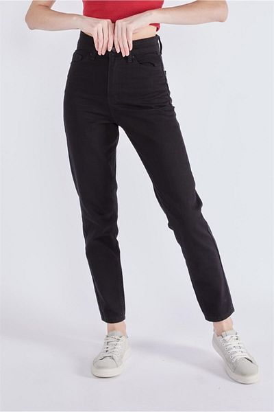 LAMİRA Women's Black Mom Jean Flexible High Waist Vikin
