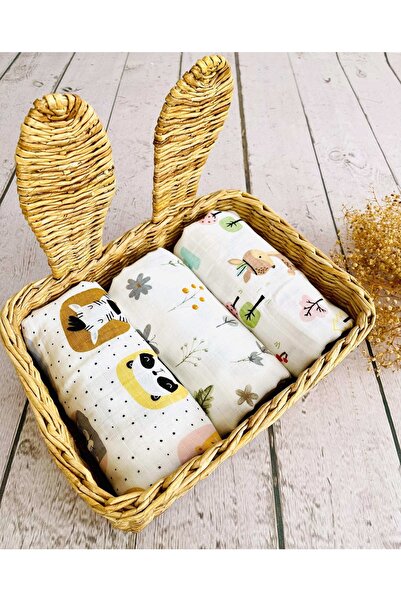 JUNİPERUS 3 قطع 75 × 75 بطانية بغطاء من قماش الموسلين متعدد الأغراض