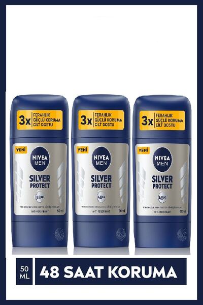 NIVEA Erkek 48 Saatlik Terlemeya Karşi Silver Protect Stick 50 Ml X 3 Adet