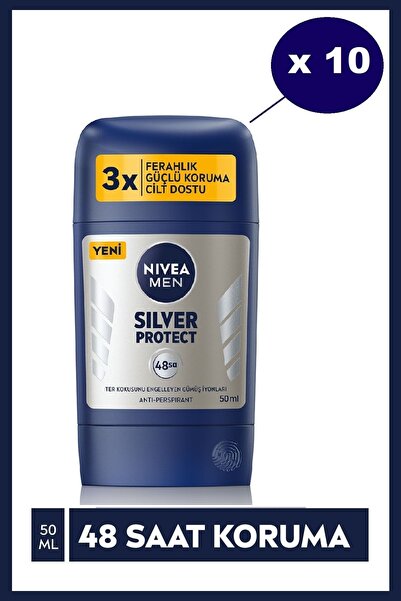 NIVEA Erkek 48 Saatlik Terlemeya Karşi Silver Protect Stick 50 Ml X 10 Adet (...