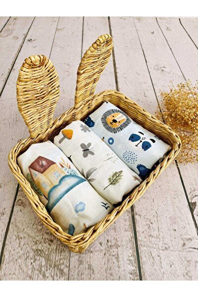 JUNİPERUS 3 قطع 75 × 75 بطانية بغطاء من قماش الموسلين متعدد الأغراض