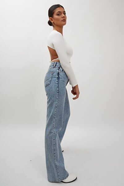 CIQULATA Γυναικείο Rodya Blue Lycra Wide Leg Jean - Loose τζιν παντελόνι