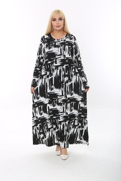 Mami Plus Size Long Sleeve (Suitable for Hijab) Long Viscose Combed Cotton Dress