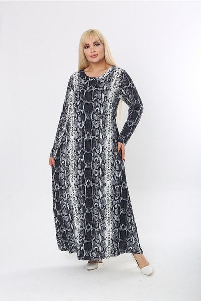 Mami Plus Size Long Sleeve Long Viscose Combed Dress Suitable for Hijab