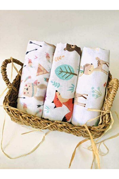 JUNİPERUS 3 Adet Çok Amaçlı Müslin Bezi Örtü Battaniye %100 Pamuk Oeko-teks S...