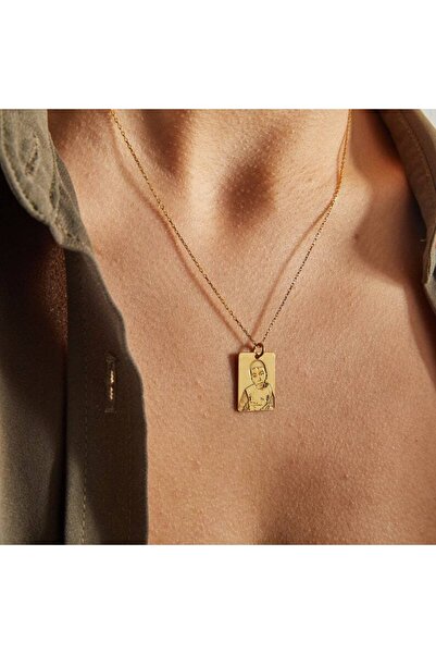 GÜMÜŞ Resimli 24 Ayar Altın Kaplama 925k Kolye