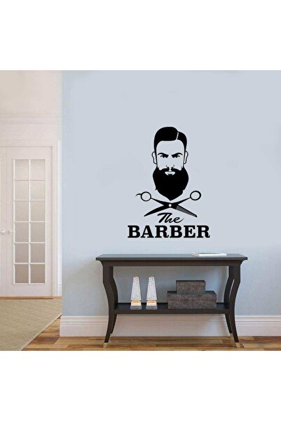 Genel Markalar Erkek Güzellik Ve Kuaför Salonu - Berber Silüeti Dekoratif Duv...