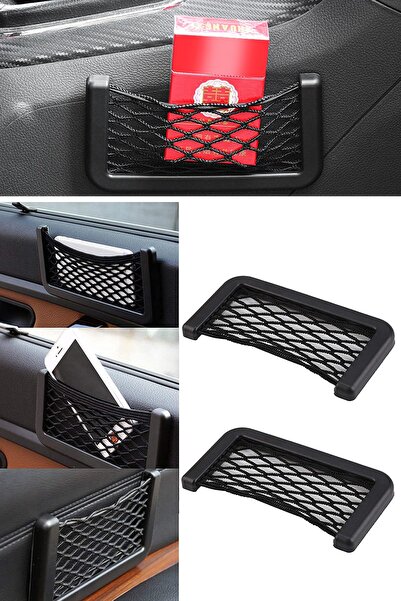 TechnoStation Cep Telefon Tutucu Araç Içi Esnek Organizer Yapışkanlı Fileli C...