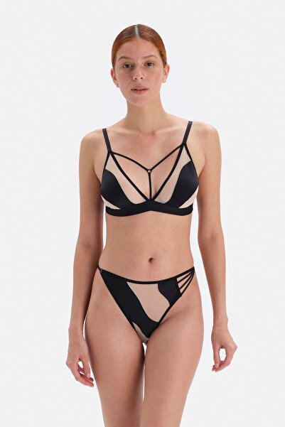 Dagi Siyah Detaylı , Kapsız Ve Balensiz Transparan Sütyen