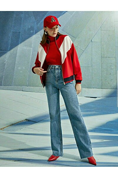 LİMABEL Serenay Gold Allstar Ikon Середні сині джинси-кльош з ефектом зношеності, сині з еластаном