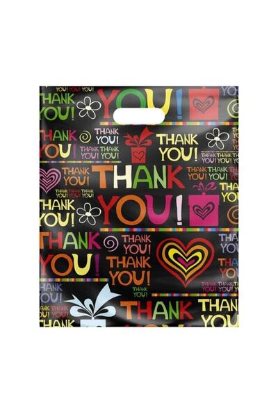 Genel Markalar 4 No (40*50) Takviyeli El Geçme Poşet Thank You Desenli 50 Adet