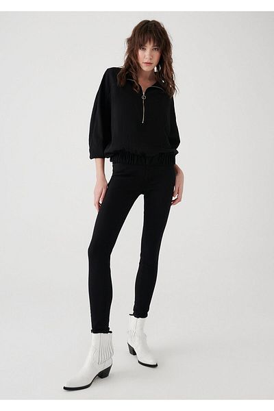 eGs Brizaka Black High Waist Slim Fit Skinny Skinny Leg Colorfast Jeans Trousers