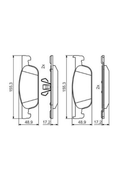 Renault Clio Iv Büyük Tip Ön Fren Balatası 0986495424 ( 17.2x155.3x48.9)