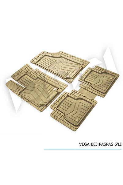 Havuzlu Üniversal 6 Parça Kauçuk Bej Paspas Vega