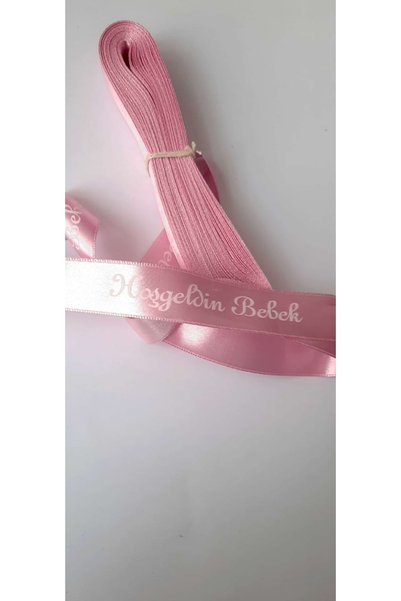 İMREN AKSESUAR Panglică din satin imprimată cu bun venit pentru bebeluș de 5 metri - 2 cm
