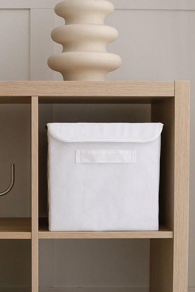 REKHOME Cabinet Laundry Toy Organizer Folding Storage Box with White Cover 28x28x28
