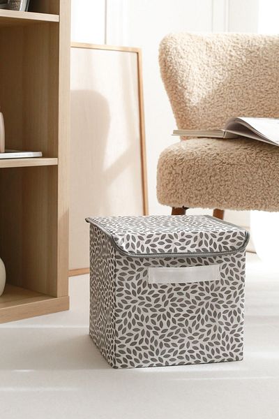 REKHOME صندوق تخزين قابل للطي مغطى بأوراق الشجر داخل الخزانة مقاس 28 × 28 × 28