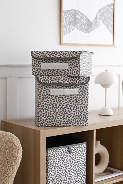 REKHOME Gray Leaf Covered In-Cabinet Laundry Toy Organizer Folding Storage Box 28x28x28