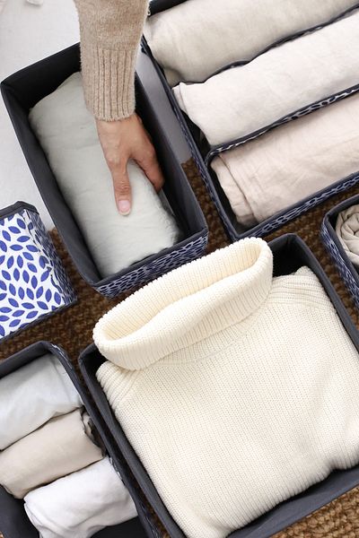 REKHOME 2-Piece Leaf Navy Blue Children's Room Cabinet Drawer Underwear Organizer Storage Box