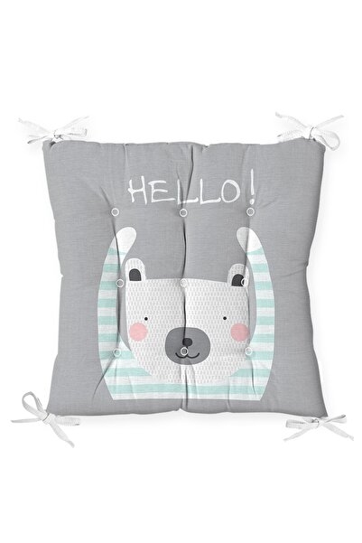 Realhomes Pembe Zeminde Sevimli Ayıcık Motifli Bebek Odası Pofidik Sandalye M...