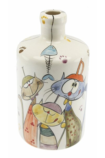 OTANTİK ÇİNİ Balıkçıl Kediler Model Mutfak Tipi Yağ Şişesi 900ml