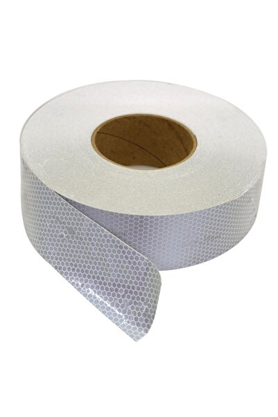 ZUBİZUBİ Beyaz Reflektörlü Fosforlu Şerit Bant Ikaz Bandı -boy:46 Metre-en:5 Cm