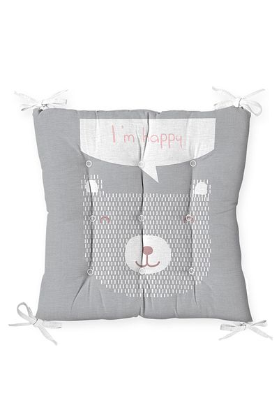 Realhomes Happy Teddy Bear Patterned Baby Room Pofidic Chair Cushion on Pink Floor