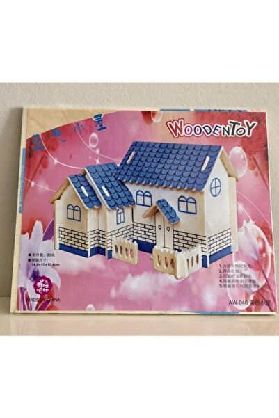Wooden Toys Woodcraft Ahşap Maket Mavi Ev 3d Maket
