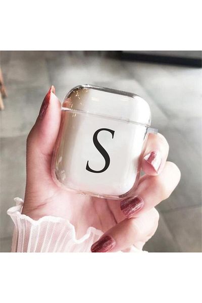 mooodcase Premium Silicone Transparent Wireless Headphone Case with Letter S Compatible with 1st and 2nd Generation