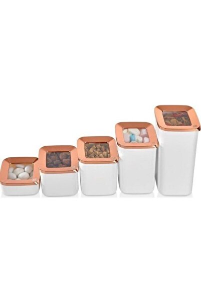 VİP AHMET Vakumlu Saklama Kabı 5'li Set Beyaz Bakır