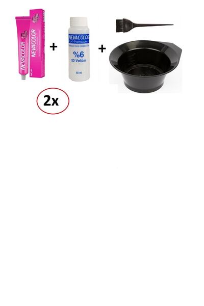 Neva Color Nevacolor Tüp Boya 6.77 Sıcak Çikolata- 2 'li+oksidan 2'li+boyama Kabı+fırçası