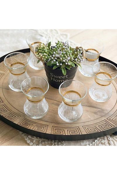 Paşabahçe Hand Decorated 6 Piece Tea Glass Set for 6 Persons