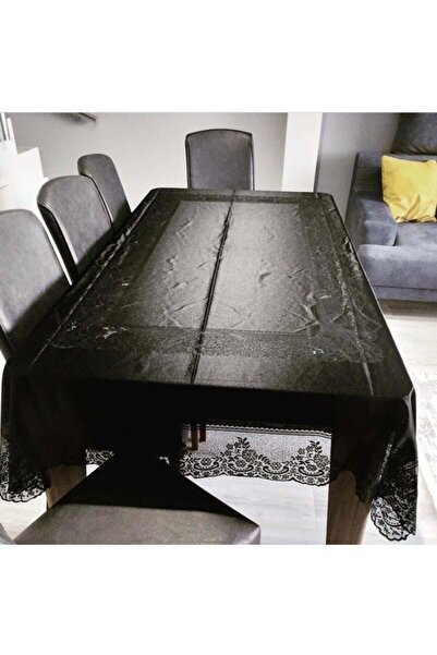 Aksuhome Siyah Tül Masa Örtüsü 12 Kişilik