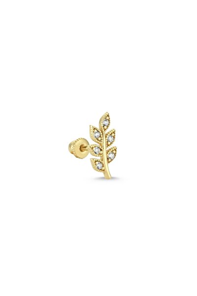 Altın Sepeti Altın Yapraklı Tragus Helix Küpe