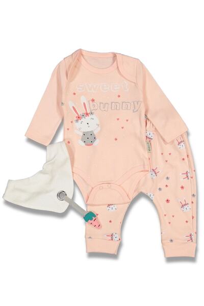 Necix's Baby Girl Pink Bunny Scarf 3 Piece Set