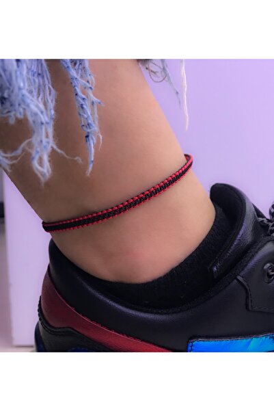 Afrika Butik Kırmızı-siyah Makrome Ip Halhal