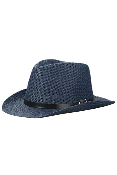 Hat Factory Unisex Μπλε Ψάθινο Καουμπόικο Καπέλο