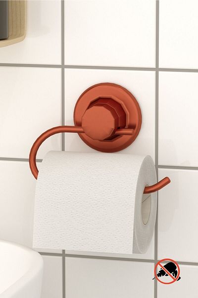 Teknotel No Drilled Screw Drill! Vacuum Toilet Paper Holder Copper Dm239