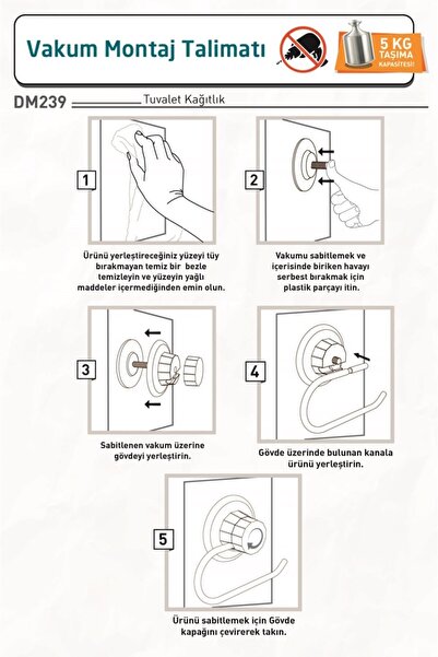 Teknotel DELME VİDA MATKAP YOK!  VAKUMLU TUVALET KAĞITLIK BAKIR DM239