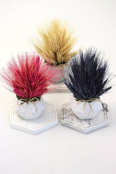 Yapay Çiçek Deposu ترتيب أذن مكون من 3 قطع في وعاء ذو مظهر رخامي بسطح