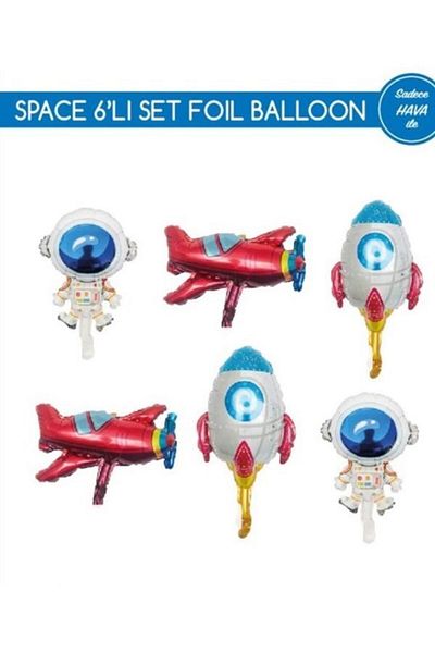 Çemrek Süs Parti 6-Piece Astronaut Space Foil Balloons Set