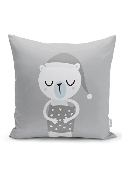 Realhomes Baby Room Pillow Case with Teddy Bear Design on Blue Background